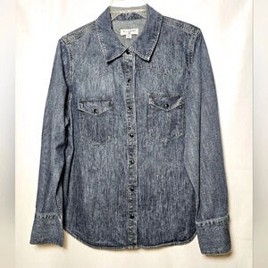 Nili Lotan x Target Womens Blue Denim Collared Jean Button-up Shirt Size XL